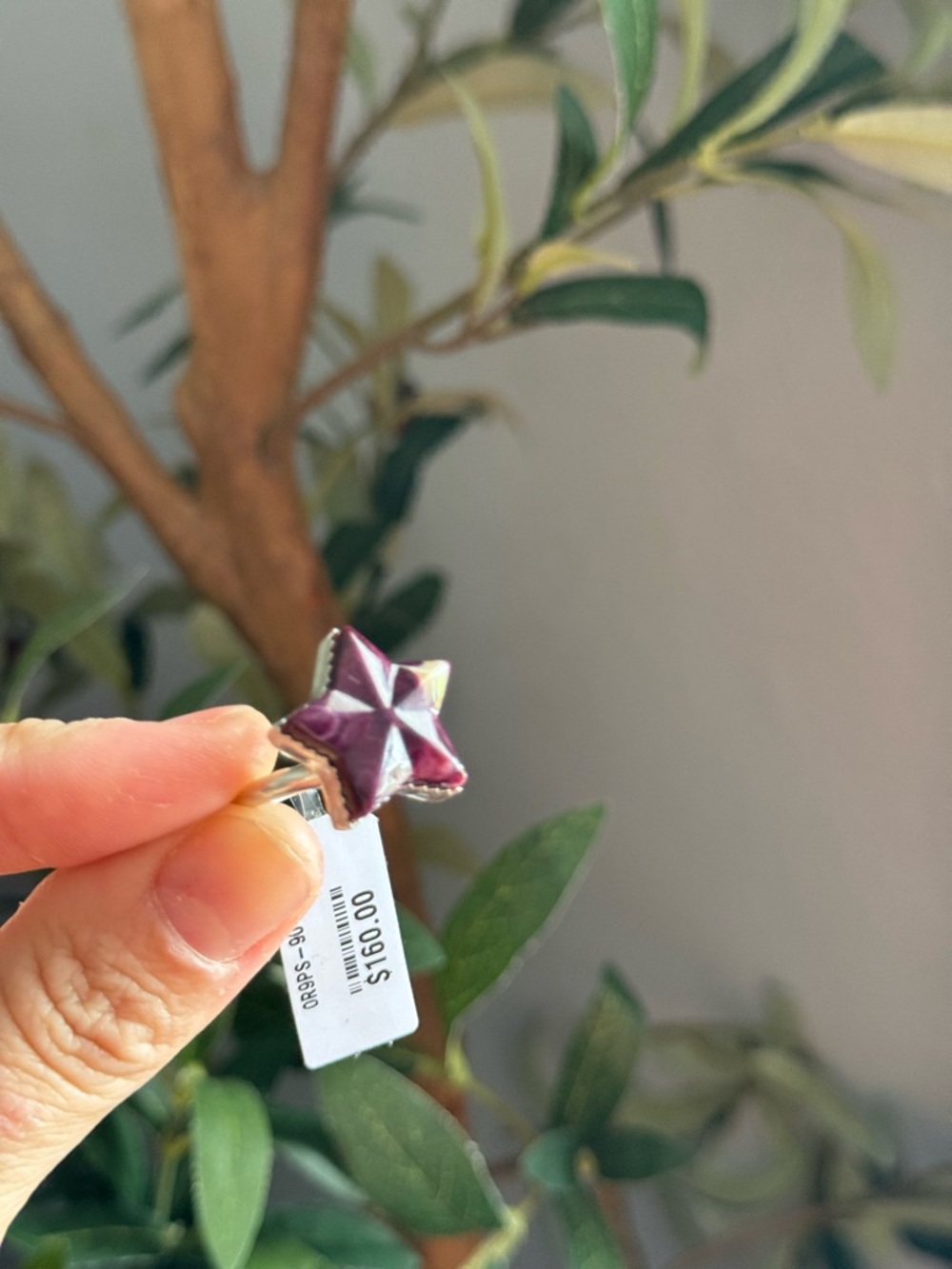 NWT Sterling silver Star-Shaped Purple spiny Gemstone Ring - Picture 2 of 5